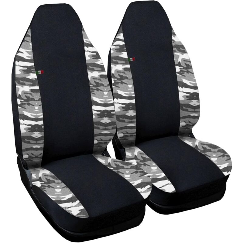 foto del prodotto lupex shop - coppia coprisedili anteriori per auto smart.1s (w450), made in italy, con copri poggiatesta, tessuto poliestere, senza logo, colore - neromimetico chiaro