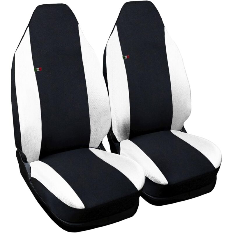 foto del prodotto lupex shop - coppia coprisedili anteriori per auto smart.2s (w451), made in italy, con copri poggiatesta, tessuto poliestere, senza logo, colore - nerobianco