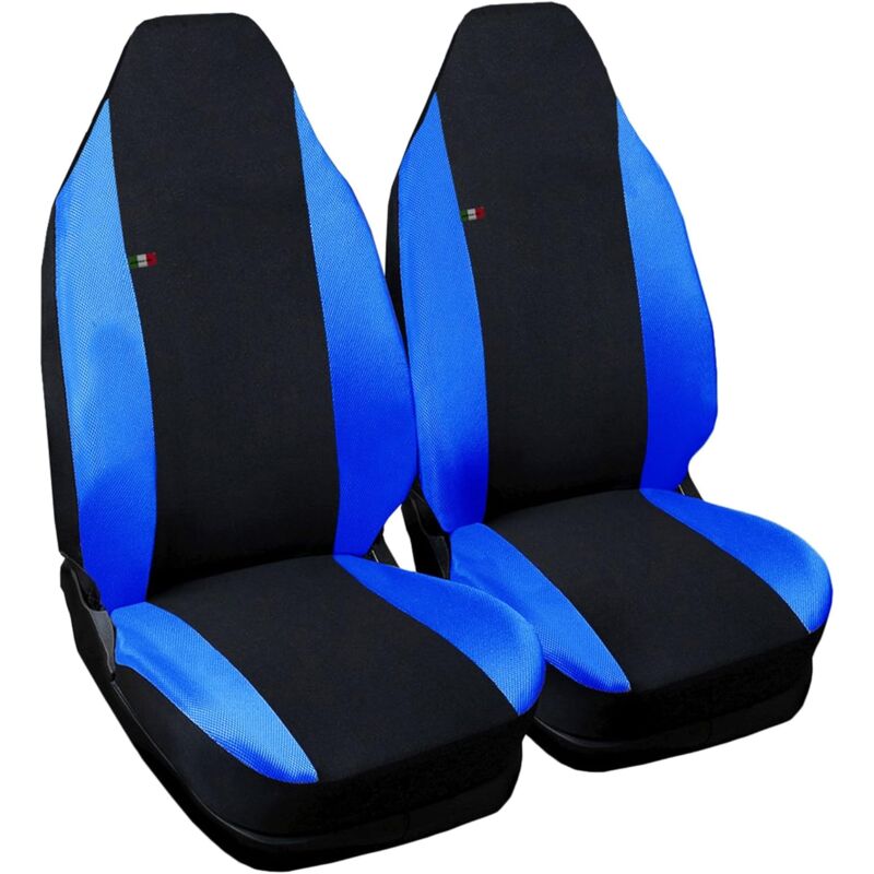 foto del prodotto lupex shop - coppia coprisedili anteriori per auto smart.2s (w451), made in italy, con copri poggiatesta, tessuto poliestere, senza logo, colore - neroblu royal