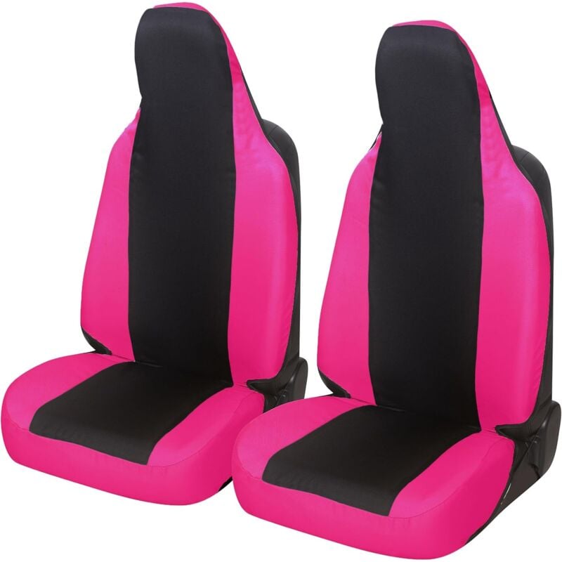 foto del prodotto lupex shop coppia coprisedili anteriori universali per 107, made in italy, tessuto policotone, poggiatesta integrato, senza logo, nerofucsia