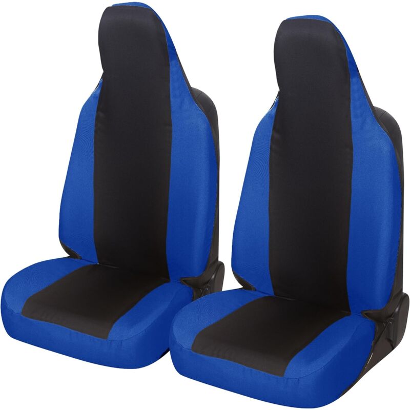 foto del prodotto lupex shop coppia coprisedili anteriori universali per up, made in italy, tessuto policotone, poggiatesta integrato, senza logo, neroblu royal