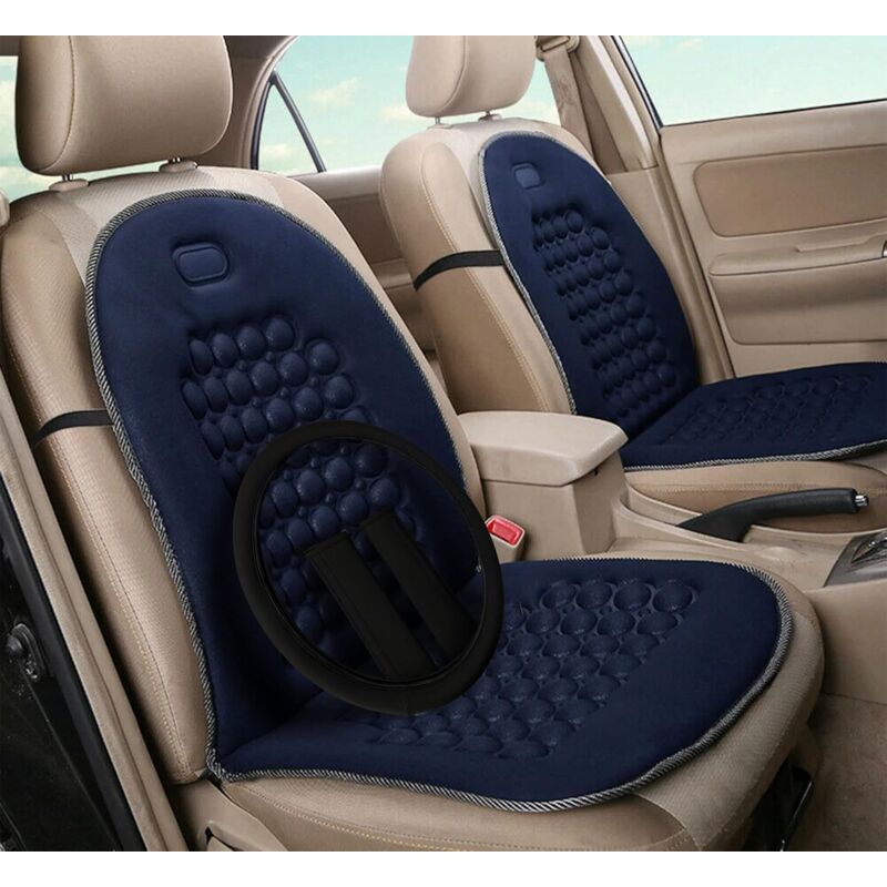 foto del prodotto lupex shop coppia di schienali anteriori per auto universali, per sedili auto, furgone, in poliestere con 92 sfere massaggianti, colore blu 