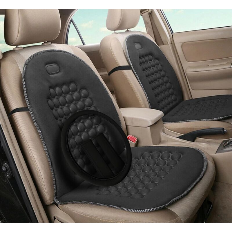 foto del prodotto lupex shop coppia di schienali anteriori per auto universali, per sedili auto, furgone, in poliestere con 92 sfere massaggianti, colore grigio 