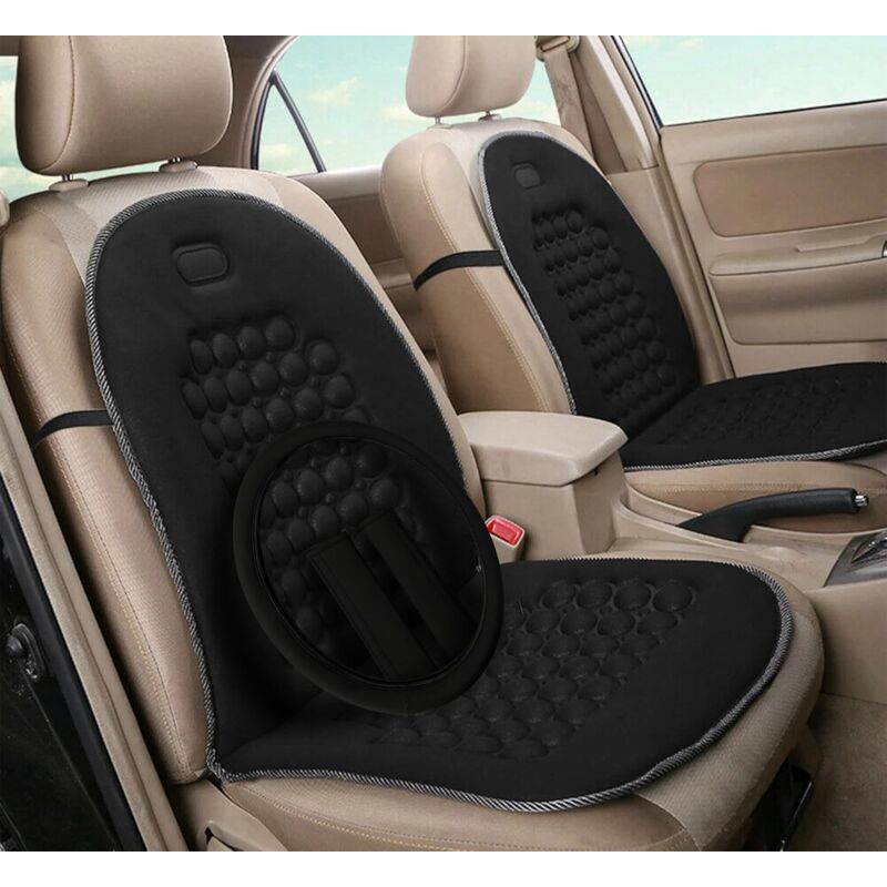 foto del prodotto lupex shop coppia di schienali anteriori per auto universali, per sedili auto, furgone, in poliestere con 92 sfere massaggianti, colore nero 
