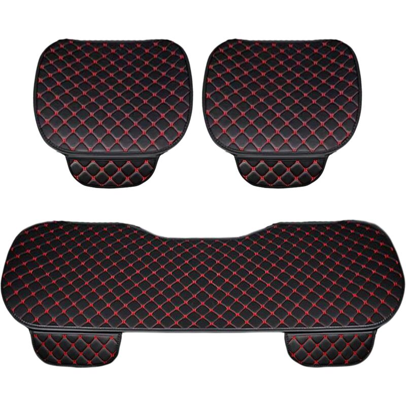 foto del prodotto lupex shop coprisedile universale per auto seduta 3 pezzi, 2 anteriori e 1 posteriore, in pvc, nero rosso cod. ls25