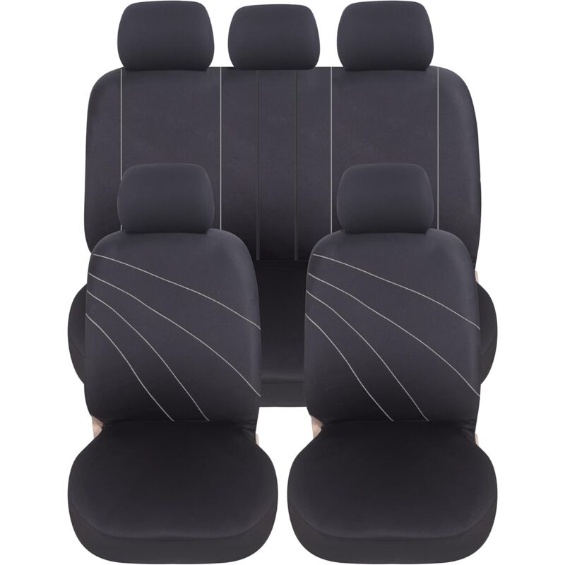 foto del prodotto lupex shop coprisedili auto, anteriori e posteriori, universali adattabili, tessuto poliestere, no suv mod. g colore grigio