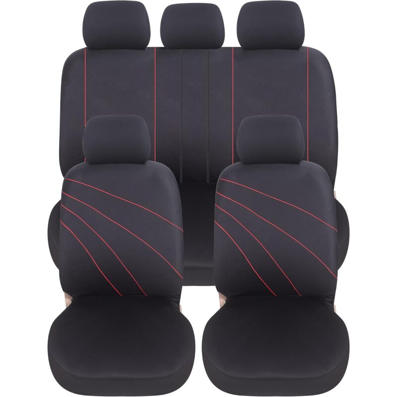 foto del prodotto lupex shop coprisedili auto, anteriori e posteriori, universali adattabili, tessuto poliestere, no suv mod. g colore rosso