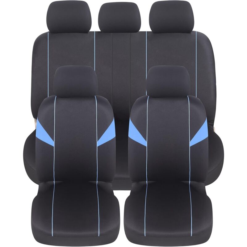foto del prodotto lupex shop coprisedili auto, anteriori e posteriori, universali adattabili, tessuto poliestere, no suv mod. h colore blu chiaro