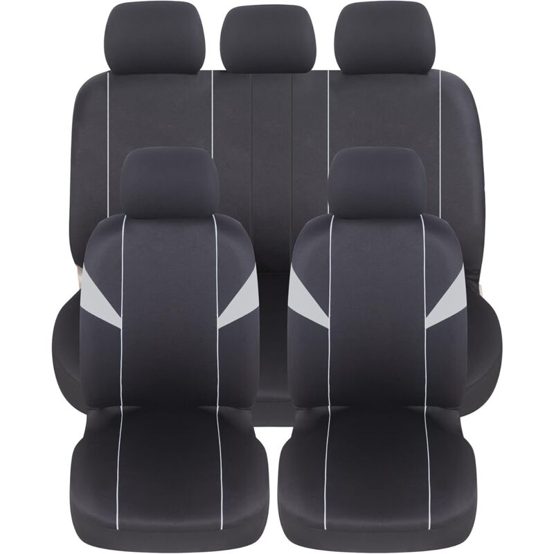 foto del prodotto lupex shop coprisedili auto, anteriori e posteriori, universali adattabili, tessuto poliestere, no suv mod. h colore grigio