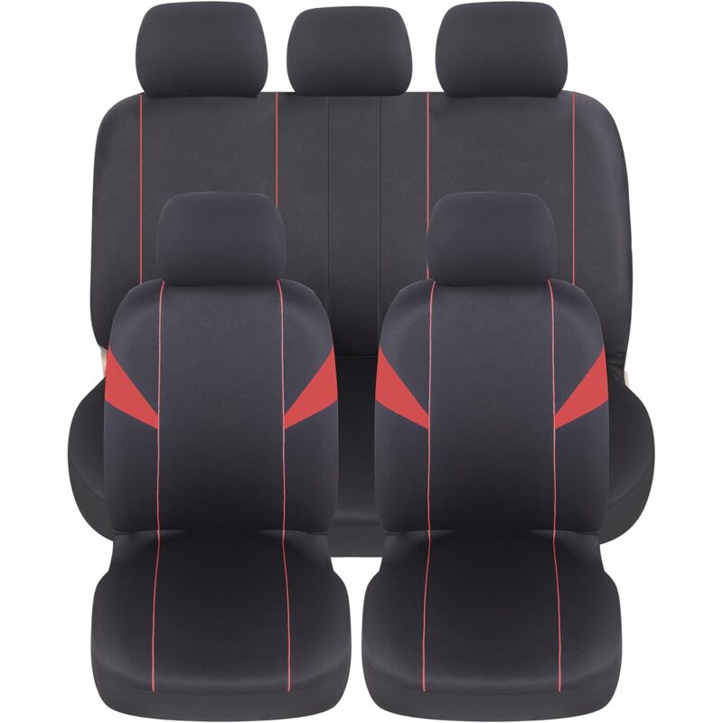 foto del prodotto lupex shop coprisedili auto, anteriori e posteriori, universali adattabili, tessuto poliestere, no suv mod. h colore rosso