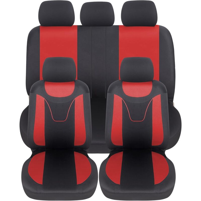 foto del prodotto lupex shop coprisedili auto, anteriori e posteriori, universali adattabili, tessuto poliestere, no suv mod. n colore rosso