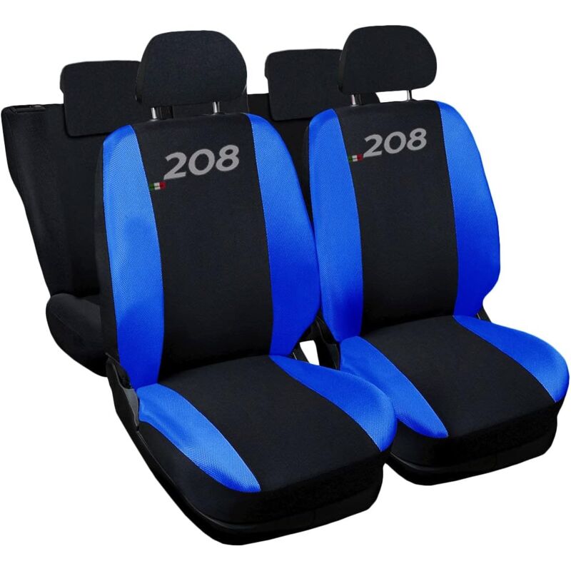foto del prodotto lupex shop coprisedili auto compatibili per 208, made in italy, set di copri sedili anteriori e posteriori con copri poggiatesta incluso, tessuto