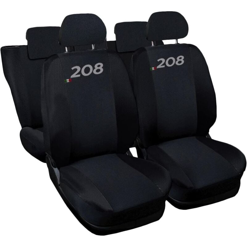 foto del prodotto lupex shop coprisedili auto compatibili per 208, made in italy, set di copri sedili anteriori e posteriori con copri poggiatesta incluso, tessuto