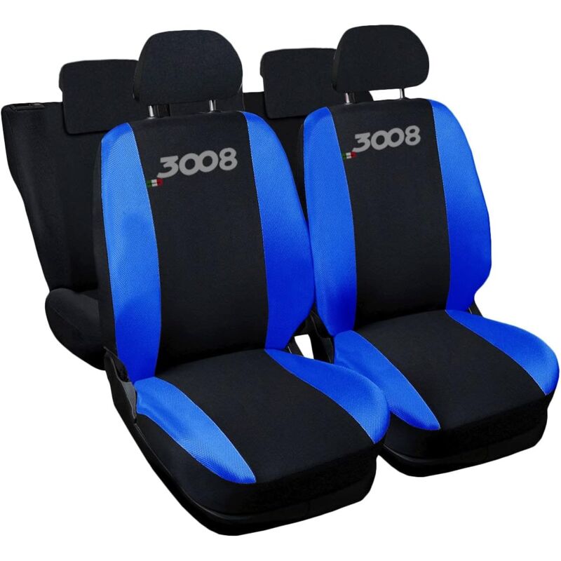 foto del prodotto lupex shop coprisedili auto compatibili per 3008, made in italy, set di copri sedili anteriori e posteriori con copri poggiatesta incluso, tessuto