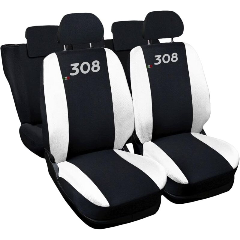 foto del prodotto lupex shop coprisedili auto compatibili per 308, made in italy, set di copri sedili anteriori e posteriori con copri poggiatesta incluso, tessuto