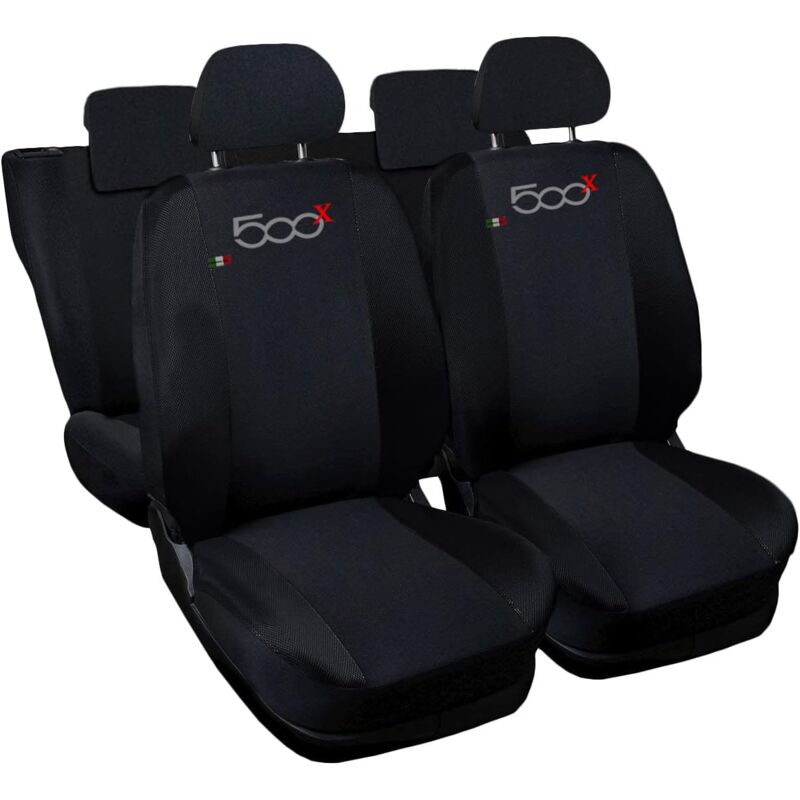 foto del prodotto lupex shop coprisedili auto compatibili per 500x, made in italy, set di copri sedili anteriori e posteriori con copri poggiatesta incluso, tessuto