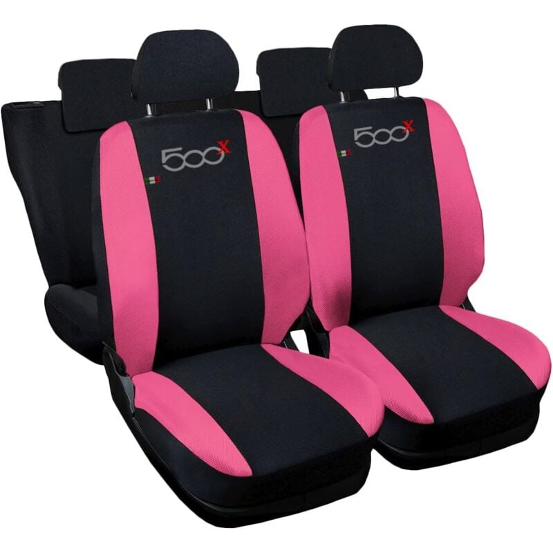 foto del prodotto lupex shop coprisedili auto compatibili per 500x, made in italy, set di copri sedili anteriori e posteriori con copri poggiatesta incluso, tessuto