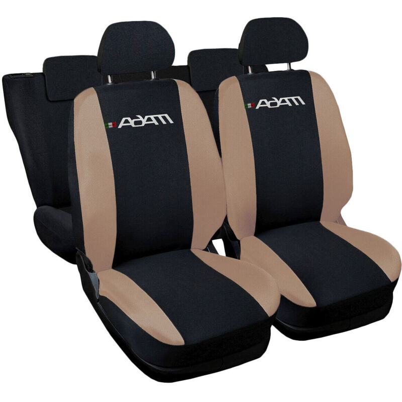 foto del prodotto lupex shop coprisedili auto compatibili per adam, made in italy, anteriori e posteriori con copri poggiatesta incluso, tessuto poliestere, nero