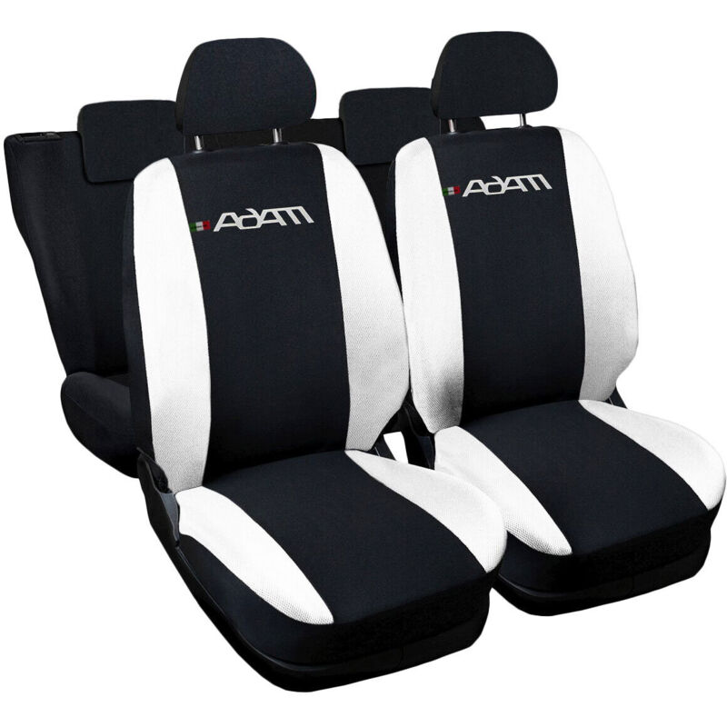 foto del prodotto lupex shop coprisedili auto compatibili per adam, made in italy, anteriori e posteriori con copri poggiatesta incluso, tessuto poliestere, nero