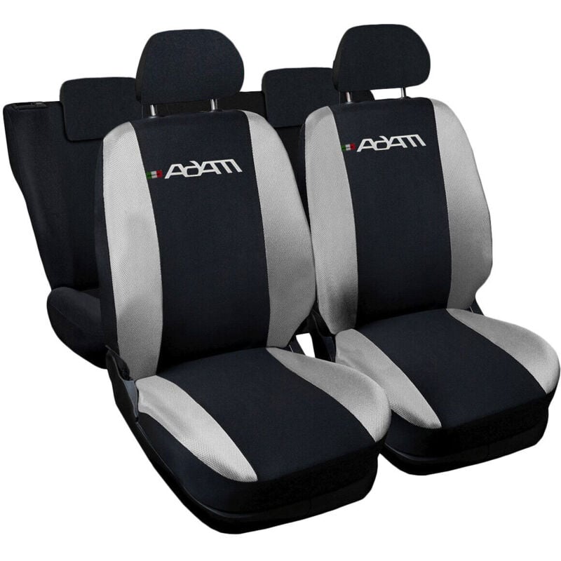 foto del prodotto lupex shop coprisedili auto compatibili per adam, made in italy, anteriori e posteriori con copri poggiatesta incluso, tessuto poliestere, nero