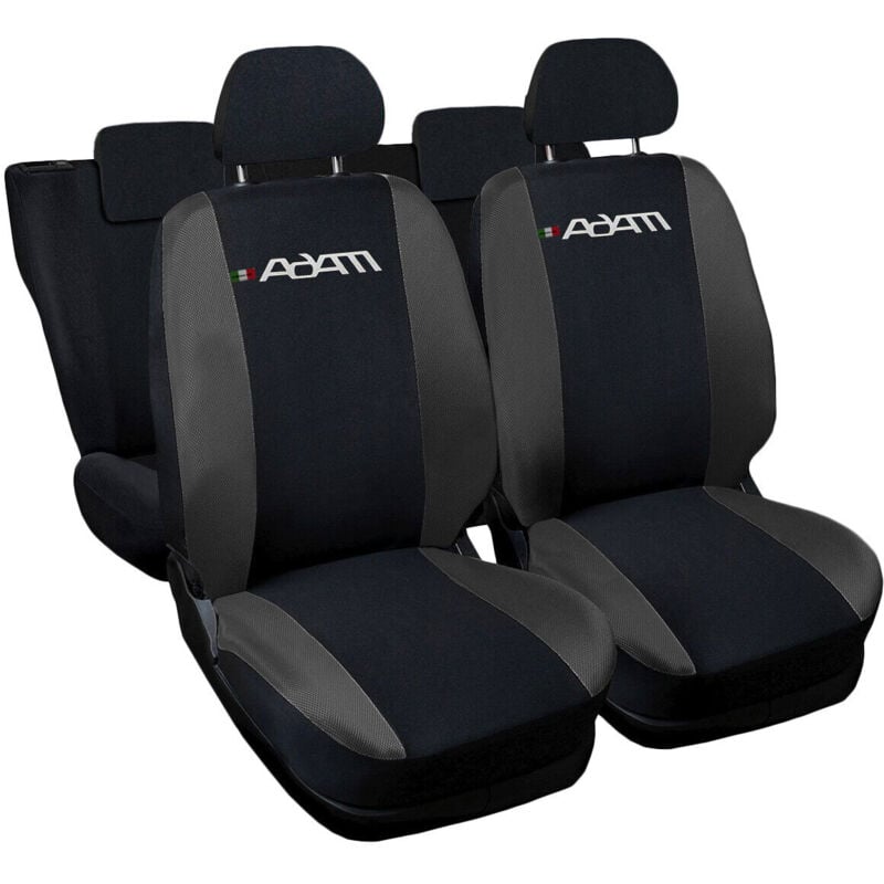 foto del prodotto lupex shop coprisedili auto compatibili per adam, made in italy, anteriori e posteriori con copri poggiatesta incluso, tessuto poliestere, nero