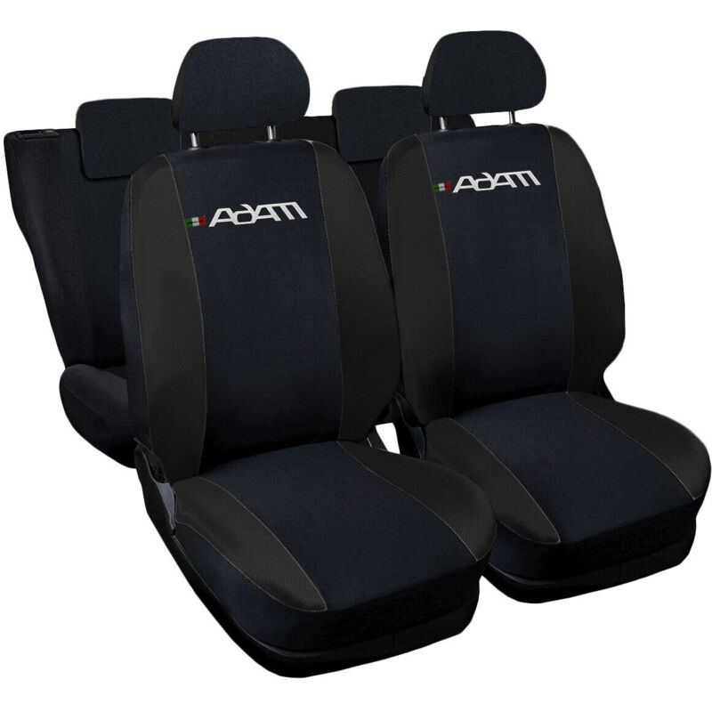 foto del prodotto lupex shop coprisedili auto compatibili per adam, made in italy, anteriori e posteriori con copri poggiatesta incluso, tessuto poliestere, nero
