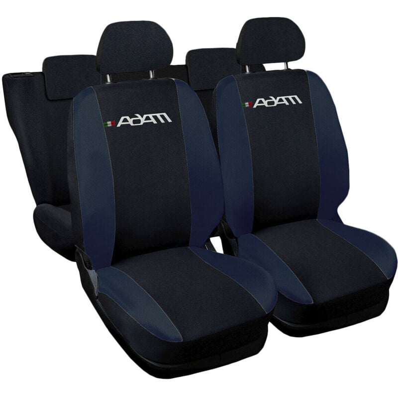 foto del prodotto lupex shop coprisedili auto compatibili per adam, made in italy, anteriori e posteriori con copri poggiatesta incluso, tessuto poliestere, nero