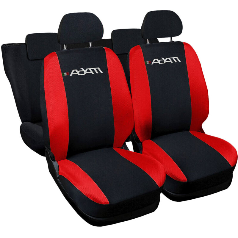 foto del prodotto lupex shop coprisedili auto compatibili per adam, made in italy, anteriori e posteriori con copri poggiatesta incluso, tessuto poliestere, nero