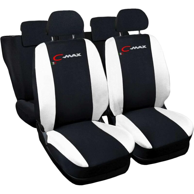 foto del prodotto lupex shop coprisedili auto compatibili per c max, made in italy, set anteriori e posteriori, copri poggiatesta incluso, tessuto poliestere, nero