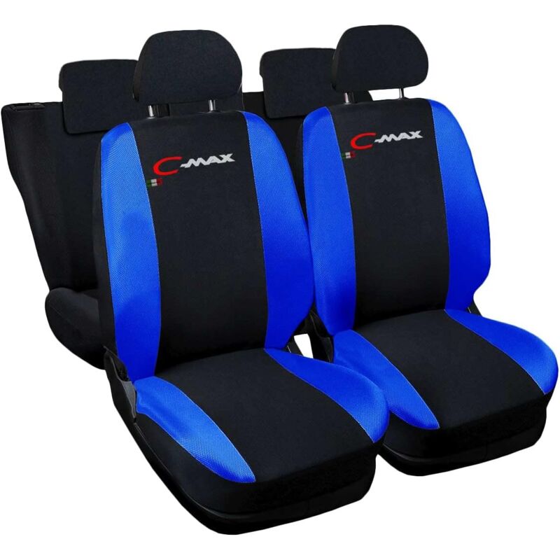 foto del prodotto lupex shop coprisedili auto compatibili per c max, made in italy, set anteriori e posteriori, copri poggiatesta incluso, tessuto poliestere, nero