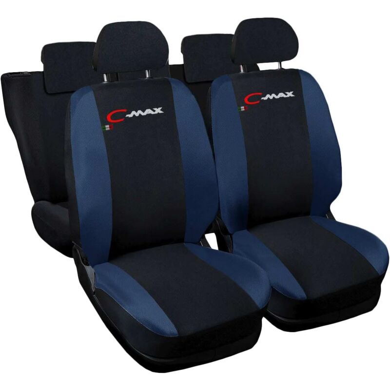 foto del prodotto lupex shop coprisedili auto compatibili per c max, made in italy, set anteriori e posteriori, copri poggiatesta incluso, tessuto poliestere, nero