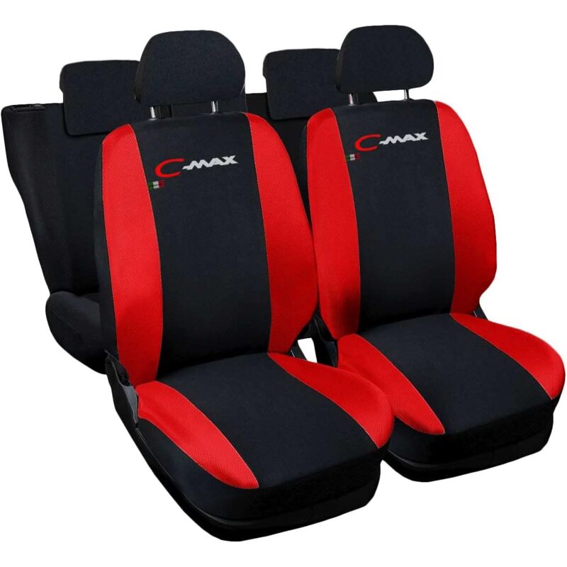 foto del prodotto lupex shop coprisedili auto compatibili per c max, made in italy, set anteriori e posteriori, copri poggiatesta incluso, tessuto poliestere, nero