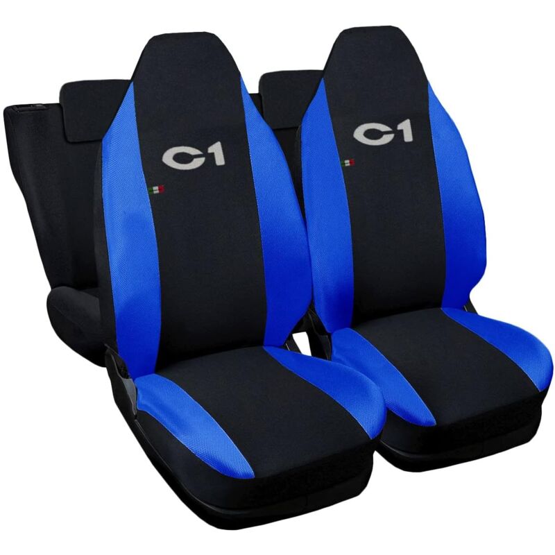 foto del prodotto lupex shop coprisedili auto compatibili per c1, made in italy, set anteriori e posteriori, copri poggiatesta incluso, tessuto poliestere, nero