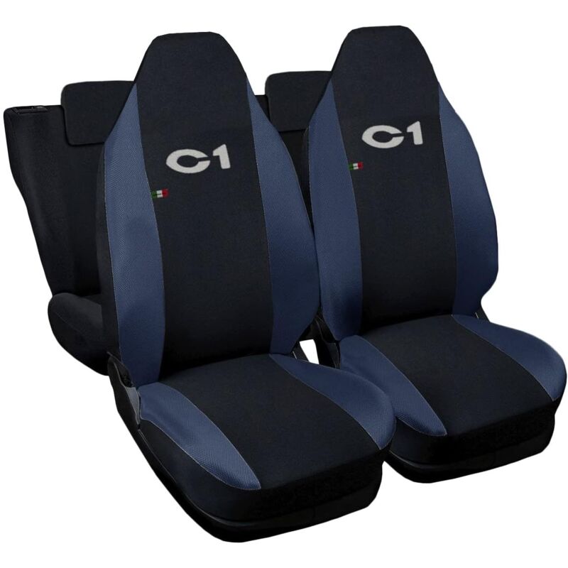 foto del prodotto lupex shop coprisedili auto compatibili per c1, made in italy, set anteriori e posteriori, copri poggiatesta incluso, tessuto poliestere, nero