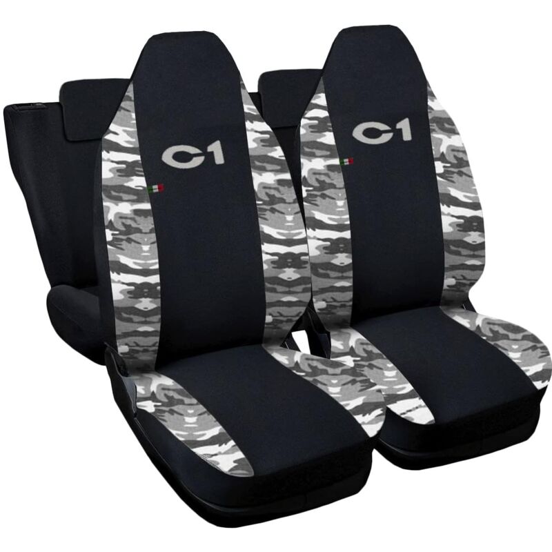 foto del prodotto lupex shop coprisedili auto compatibili per c1, made in italy, set anteriori e posteriori, copri poggiatesta incluso, tessuto poliestere, nero