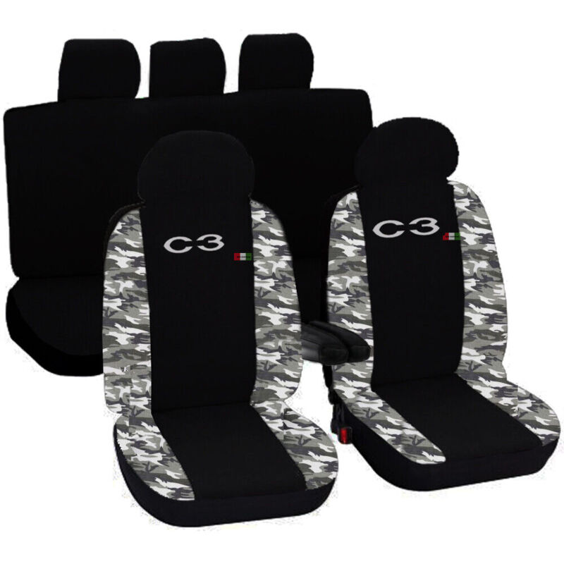 foto del prodotto lupex shop coprisedili auto compatibili per c3, made in italy, set di copri sedili anteriori e posteriori con copri poggiatesta incluso, tessuto