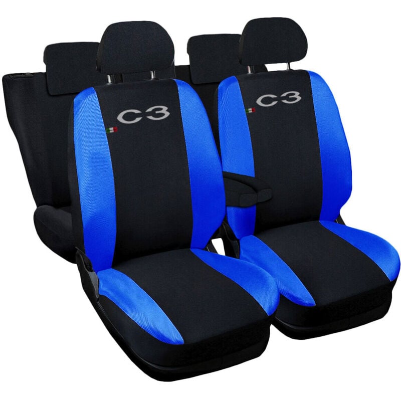foto del prodotto lupex shop coprisedili auto compatibili per c3, made in italy, set di copri sedili anteriori e posteriori con copri poggiatesta incluso, tessuto