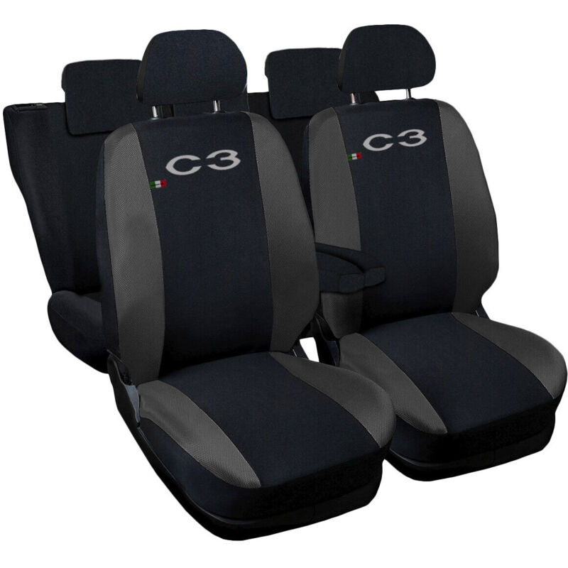 foto del prodotto lupex shop coprisedili auto compatibili per c3, made in italy, set di copri sedili anteriori e posteriori con copri poggiatesta incluso, tessuto