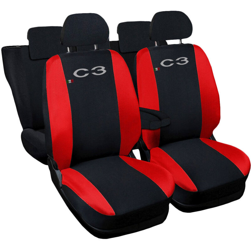 foto del prodotto lupex shop coprisedili auto compatibili per c3, made in italy, set di copri sedili anteriori e posteriori con copri poggiatesta incluso, tessuto