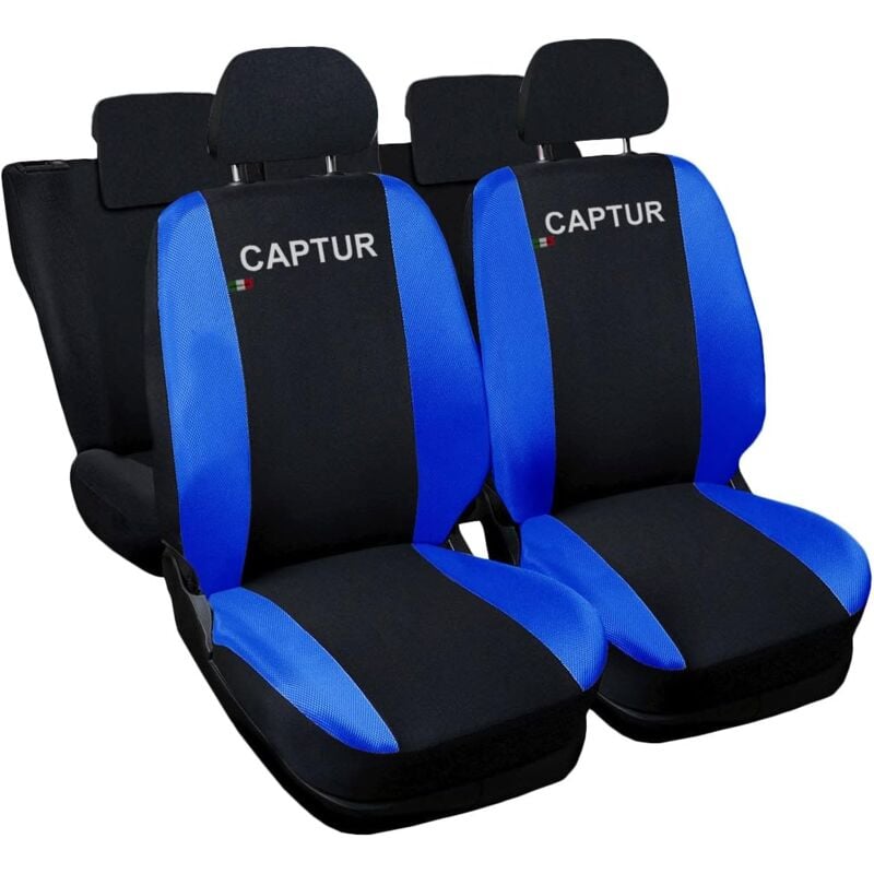 foto del prodotto lupex shop coprisedili auto compatibili per captur, made in italy, set anteriori e posteriori, copri poggiatesta incluso, tessuto poliestere, nero