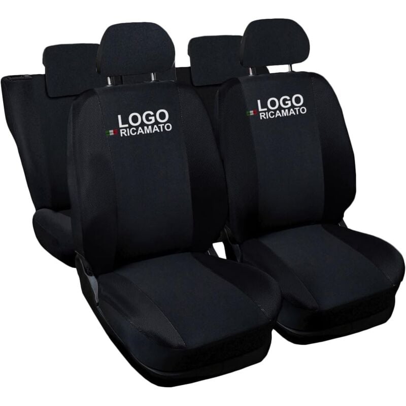 foto del prodotto lupex shop coprisedili auto compatibili per clio, made in italy, set anteriori e posteriori, copri poggiatesta incluso, tessuto poliestere, nero