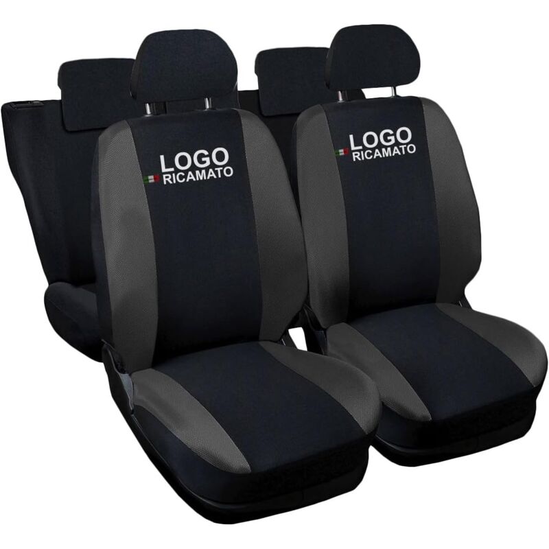 foto del prodotto lupex shop coprisedili auto compatibili per clio, made in italy, set anteriori e posteriori, copri poggiatesta incluso, tessuto poliestere, nero