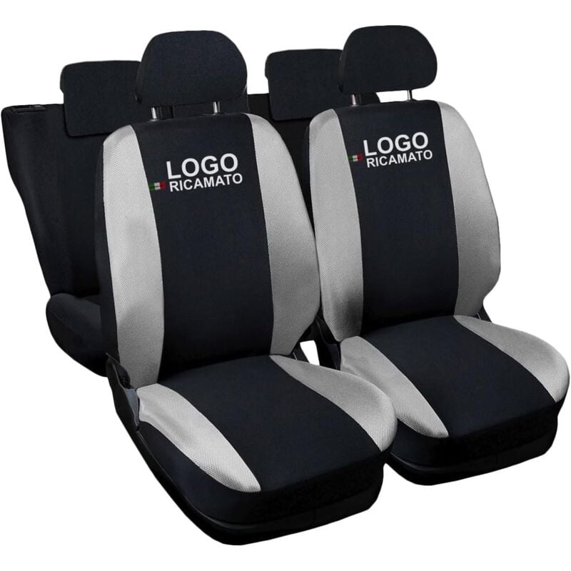 foto del prodotto lupex shop - coprisedili auto compatibili per clio, made in italy, set anteriori e posteriori, copri poggiatesta incluso, tessuto poliestere, nero