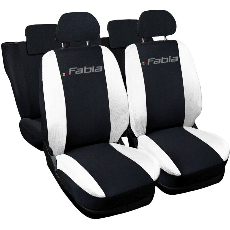 foto del prodotto lupex shop coprisedili auto compatibili per fabia, made in italy, anteriori e posteriori con copri poggiatesta incluso, tessuto poliestere, nero