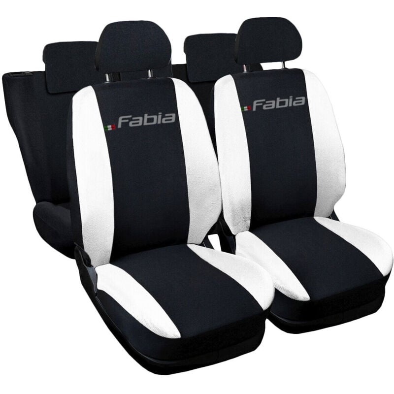 foto del prodotto lupex shop coprisedili auto compatibili per fabia, made in italy, anteriori e posteriori con copri poggiatesta incluso, tessuto poliestere, nero