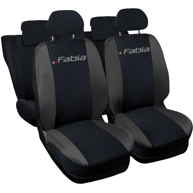 foto del prodotto lupex shop coprisedili auto compatibili per fabia, made in italy, anteriori e posteriori con copri poggiatesta incluso, tessuto poliestere, nero