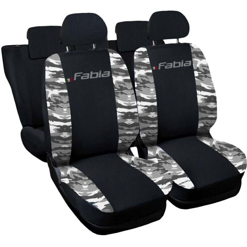 foto del prodotto lupex shop coprisedili auto compatibili per fabia, made in italy, anteriori e posteriori con copri poggiatesta incluso, tessuto poliestere, nero