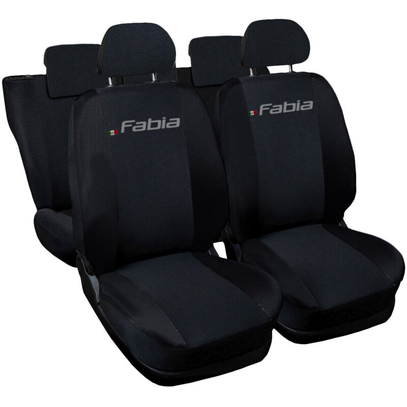 foto del prodotto lupex shop coprisedili auto compatibili per fabia, made in italy, anteriori e posteriori con copri poggiatesta incluso, tessuto poliestere, nero