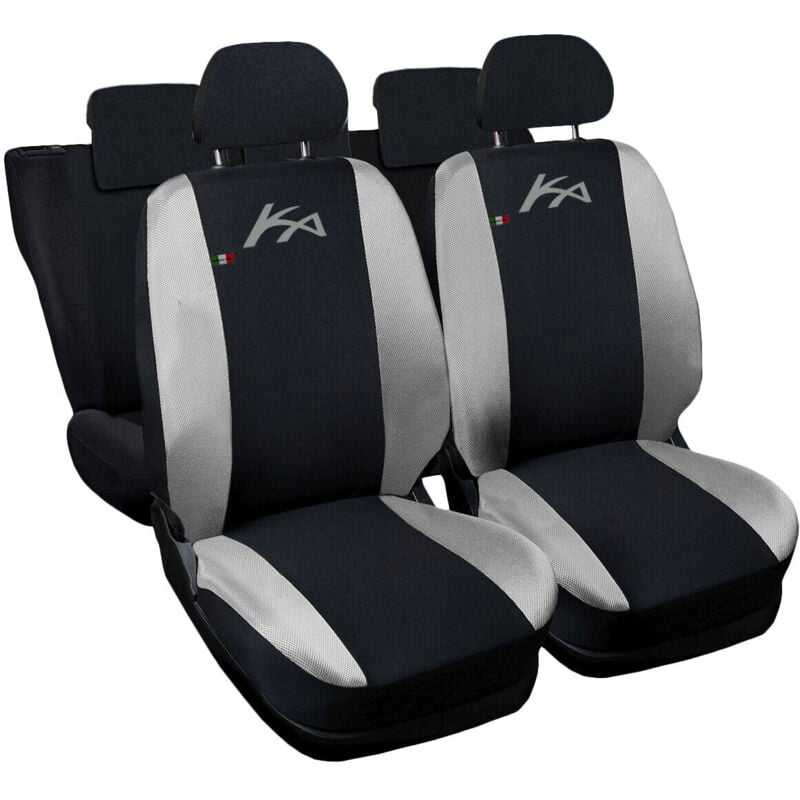 foto del prodotto lupex shop coprisedili auto compatibili per ka, made in italy, anteriori e posteriori con copri poggiatesta incluso, tessuto poliestere, nero