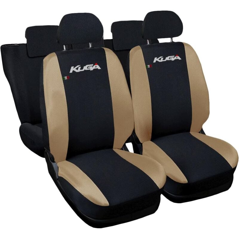foto del prodotto lupex shop coprisedili auto compatibili per kuga, made in italy, anteriori e posteriori con copri poggiatesta incluso, tessuto poliestere, nero